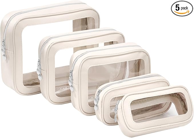 5PCS Diaper Bag Organizer Pouch Set, Clear Organizer Bags, TSA Approved Toiletry Bag, Clear Waterproof Cosmetic Bags with Zip