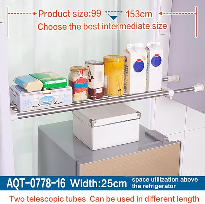 Hershii Expandable Tension Closet Shelf Rod Telescopic Metal Storage Rack Heavy Duty DIY Organizer Divider for Wardrobe Cupbo