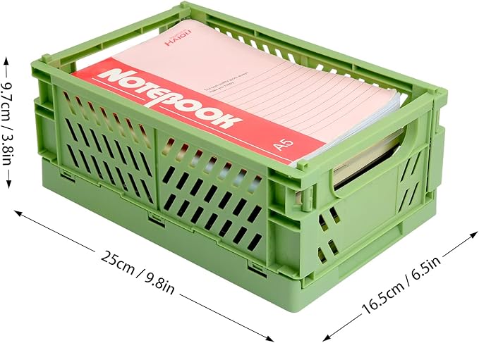 Xhwykzz 4 Pack Pastel Crates for Storage, Plastic Folding Basket, Colorful Small Storage Containers for Bedroom Office Classr