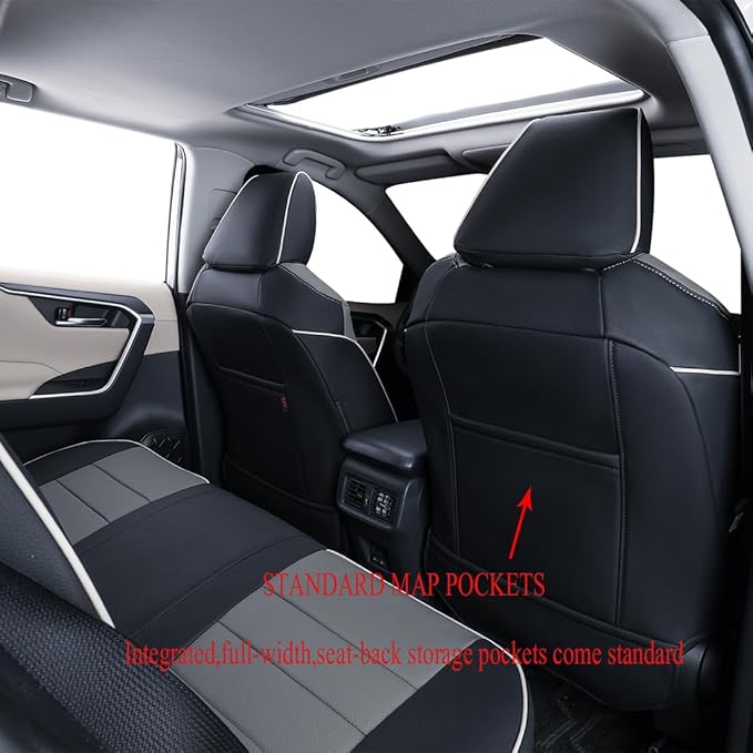 EKR Rav4 Seat Covers Custom Fit for Toyota Rav4 (Hybrid) LE/XLE Premium 2026,Waterproof Leather Car Seat Cover Full Set for S