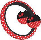Red Polka Dot Steering Wheel Cover,Cute Classic Universal Fit 14-15 inch Steering Wheel Cover for Women Men, Automotive Inter