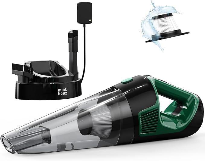 Minthouz Handheld Vacuum Cordless, Strong Suction Car Vacuum Cleaner with LED Light, Long Runtime Hand Vacuum Cordless Rechar