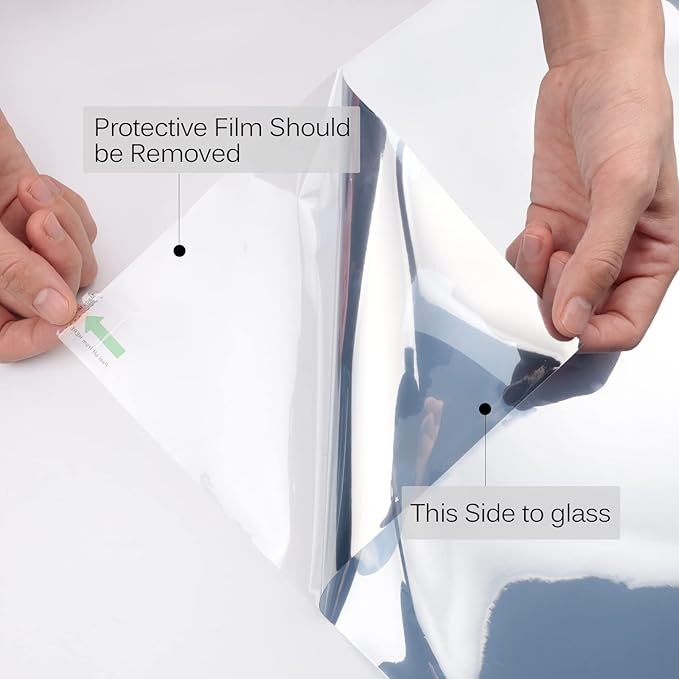 KESPEN Window Film One Way Daytime Privacy Static Cling Heat Control Glass Window Tint Mirror House Film, Brown-Silver, 35.4 Inch X 16.4 Feet