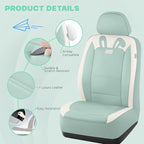 PIC AUTO Car Seat Covers, Cute Rabbit Premium Green Leather Seat Covers, Universal Fit Front Seat Covers for Cars, Trucks, SU