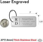 Personalized Luggage Tags for Suitcases 4 Pack - Stainless Steel Custom Luggage Tags for Backpacks & Bags, Sturdy, Waterproof