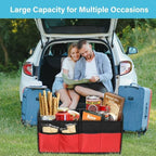 Simple Deluxe Trunk Organizer for Car/SUV/Truck, Collapsible 2 Compartment Automotive Storage Box, 600D Waterproof Oxford Polye
