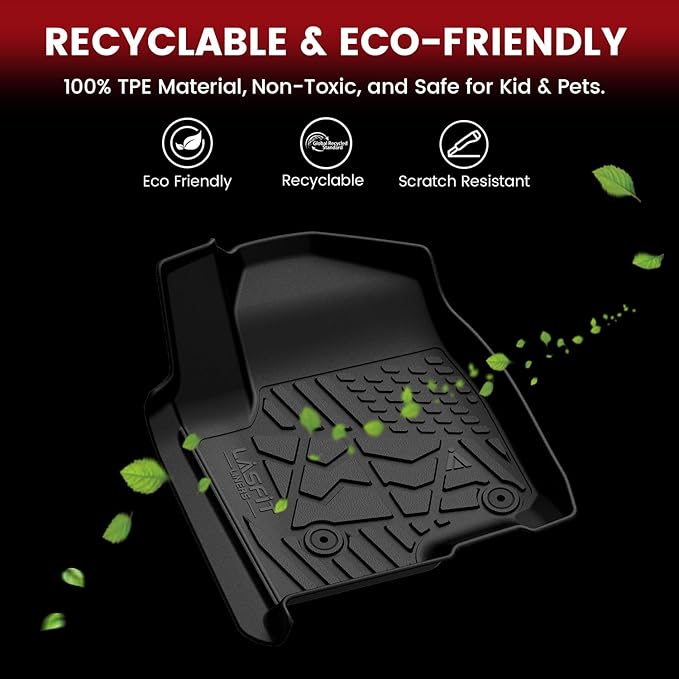 LASFIT Floor Mats 2019-2026 for Chevy Silverado/GMC Sierra 1500, 2020-2026 2500HD 3500HD, Double Cab/Bucket Seat Only, Fit Without Rear Underseat Storage Box, All Weather TPE Custom Fit Floor Liners