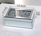 QMDECOR Luxury Silver Crushed Diamond Glass Mirrored Jewelry Organizer Box Storage