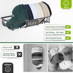 Metal Hat Rack for Wall, 2-Pack Hat Organizer for Baseball Caps Holds 20 Hats, Wall Mounted Hat Storage Holder Display, No Dr