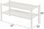 ROMGUAR CRAFT 2 Tier Bamboo Shoe Rack for Closet Free Standing Wood Shoe Shelf for Entryway Small Space Stackable 27"x11"x13"