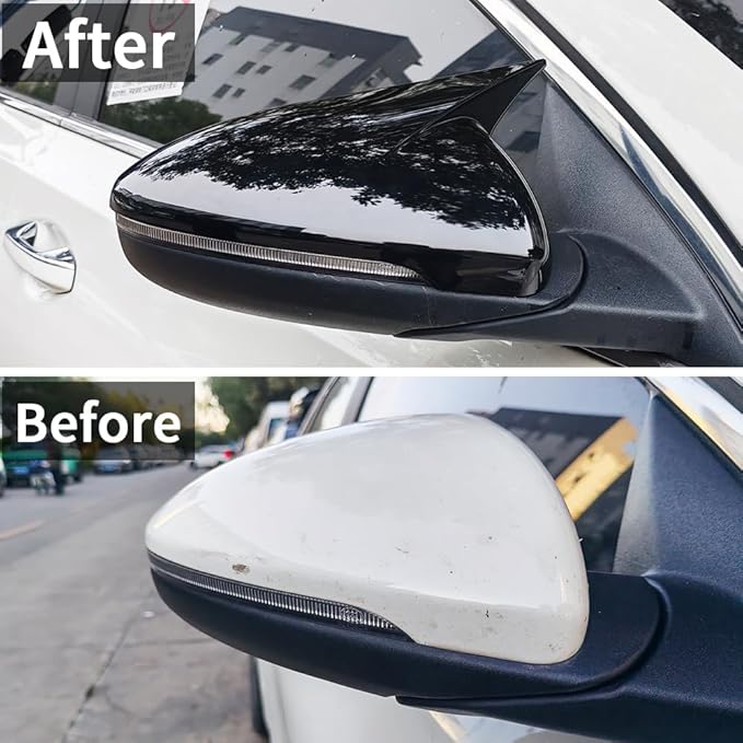 Compatible with Kia Forte Mirror Cover 2019 2020 2021 2022 2023 2024, Accessories Car Exterior Door Ox Horn Side Rearview Mirror Guard Cover Trim Caps (Glossy Black)