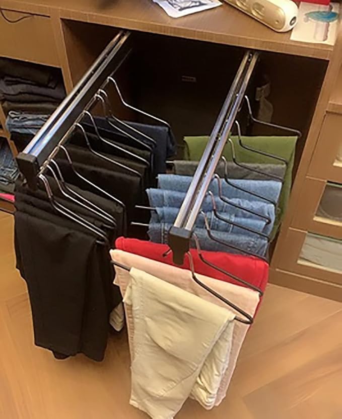 Closet Clothes Hanger Rail,Pull-Out Closet Rod 30-60cm,Wardrobe Clothing Rail,Closet Organizer Rack for Pants and Coat (450MM