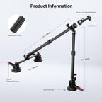 NEEWER Triple Suction Cup Car Mount Kit, Two 24" Aluminum Alloy Extension Poles, NATO Rail, Action Camera Adapter Compatible with GoPro DJI Insta 360, Max Load 2.2 lb, CA166