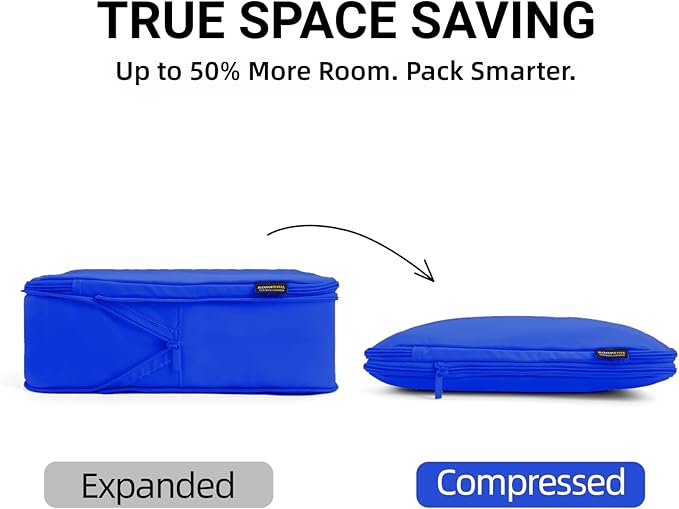 4 Piece Compression Packing Cubes for 3–7 Day Travel, Lightweight Travel Organizers with Breathable Mesh, Double-Zipper Packi