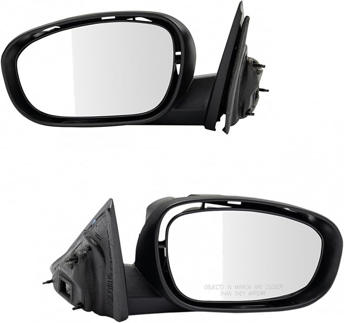 TRQ 2 Piece Driver and Passenger Side Mirror Assembly Set Electric Adjustment Heated No Memory Black Compatible with 2006-200