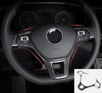 MAXDOOL Carbon Fiber Steering Wheel Cover Sequins Frame Trim Emblem for VW Volkswagen Jetta Passat e-Golf Golf Sportwagen Alltrack Arteon Atlas Tiguan Interior Accessories
