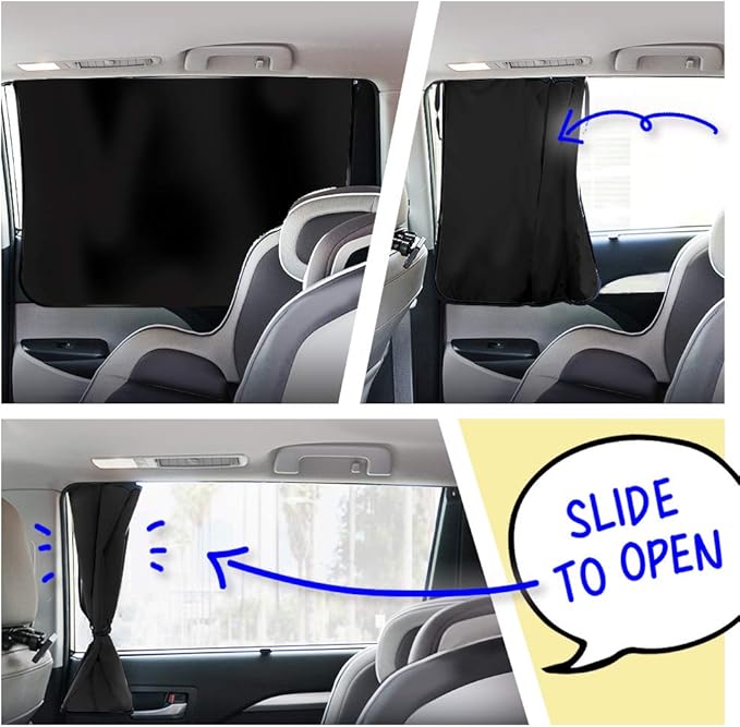 ggomaART Car Side Window Sun Shade - Universal Reversible Magnetic Curtain for Baby and Kids with Sun Protection Block Damage from Direct Bright Sunlight, and Heat - 1 Piece of Solid Black