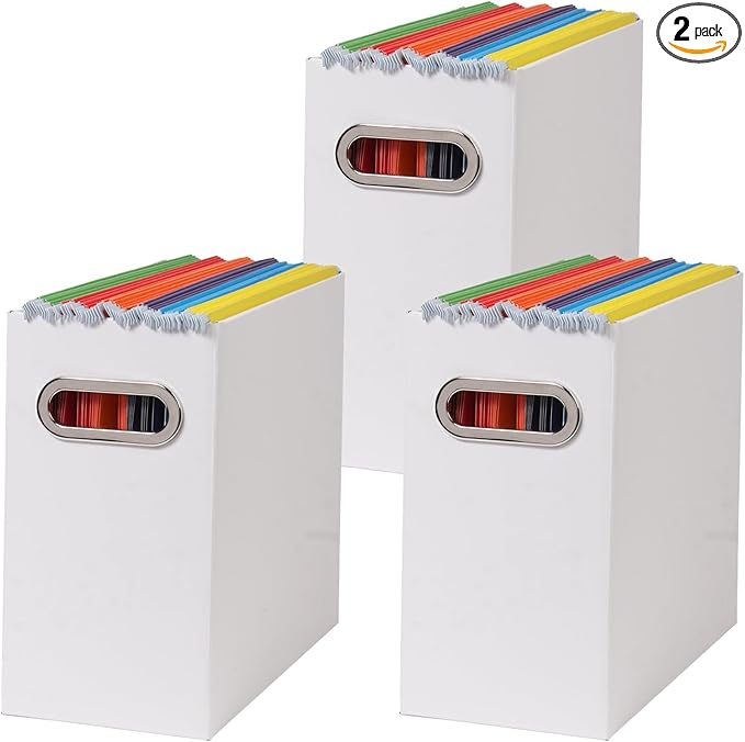 Collapsible File Organizer Box with Handle,12.20x5.11x9.84Inches, Filing Organizer for Home or Office, Small Portable File Bo