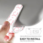 Leather Magnetic Sunglass Holder for Car Sun Visor, Cute Eyeglass Ticket Card Hanger Clip, Universal Auto Interior Accessories for SUV Pickup Truck White Pink Bow
