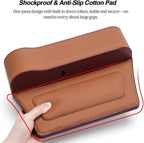 2PCS Car Seat Gap Filler Organizer, Leather Multi-Functional Vehicle Console Gap Pocket Organizer with Cup Holder, Automotive Seat Crevice Filler Storage Box, Universal for Vehicles (Brown)