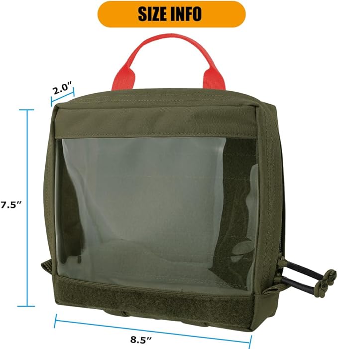 KRYDEX Clear Top Insert Bag with Hook Panel Tactical Packing Cube Travel Organizer Bag (Large-RG)