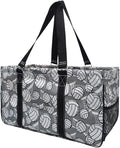 NGIL Extra Large Utility Tote Reusable Grocery Bag Oversized Collapsible for Groceries, Storage, Picnic, Beach (Volleyball-Black)