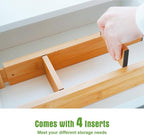 ANTOWIN Bamboo Drawer Dividers Organizers, Drawer Separators Splitter,17-22 inches Long Adjustable Spring-loaded Organizer fo