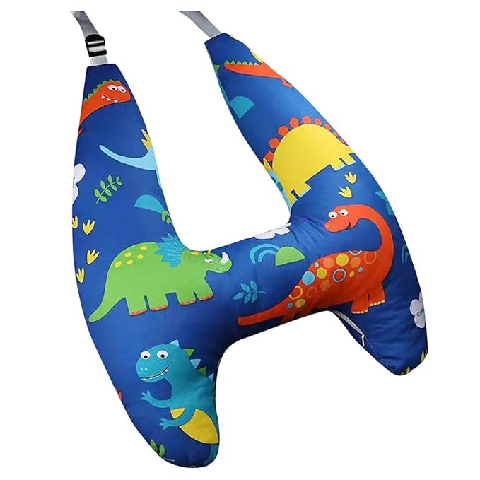 Car Seat Belt Pillow and Adjuster Kit for Kids, Travel Pillow Headrest Neck Support Cushion Seatbelt Cover and Safety Strap Protection Pad for Body Protector Rest (Dinosaurs)