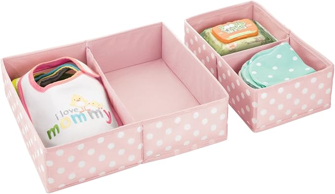 mDesign Fabric Drawer Organizer Bins, Kids/Baby Nursery Dresser, Closet, Shelf, Playroom Organization, Hold Clothes, Toys, Di