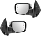 TRQ Driver and Passenger Side Mirror Assembly Set Power Heated Memory Turn Signal Puddle Light Foldaway Chrome Compatible wit