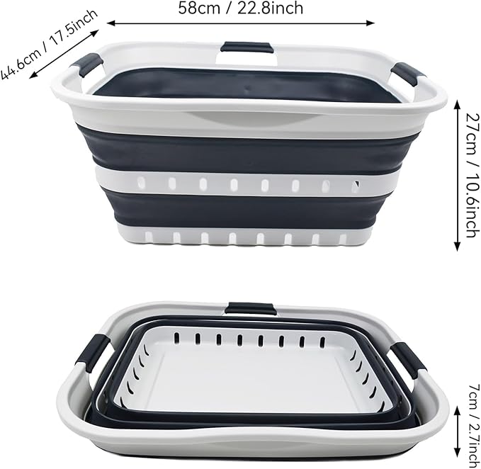 SAMMART 42L (11 gallon) Collapsible Plastic Laundry Basket - Foldable Pop Up Storage Container/Organizer - Space Saving Hampe