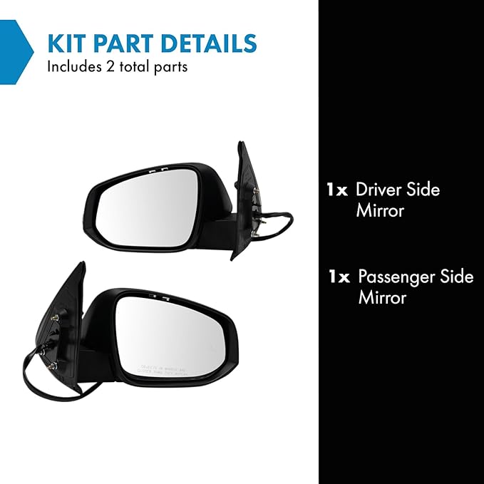 TRQ Driver & Passenger Side Power Heated Mirror Set Textured Paint to Match with Turn Signal Blind Spot Compatible with 2016-
