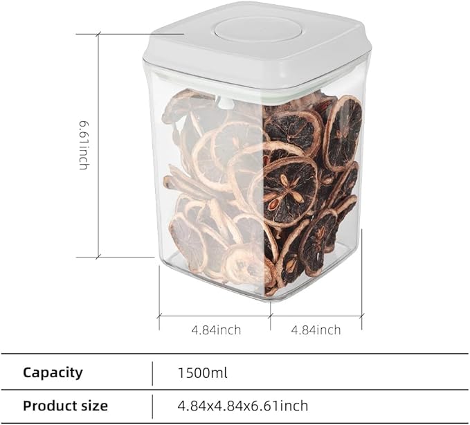 Ankou Food Airtight Containers (1500ml) 1.5 Qt Pop Up Food Formula Container With Lids, Bpa-Free One Button Open Stackable Co