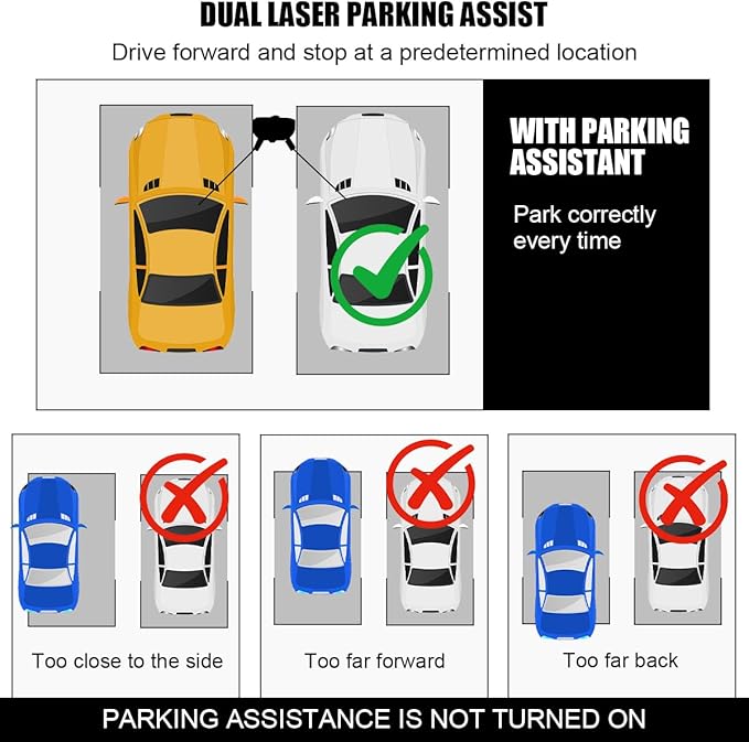Car Parking Guide Assist Laser Sensor, 360 Degree Adjustable Dual Laser Assist Stop Light Distance Vehicle Parking Aid, Motion Activated Auto Stop Indicator Assistance, Universal Fit