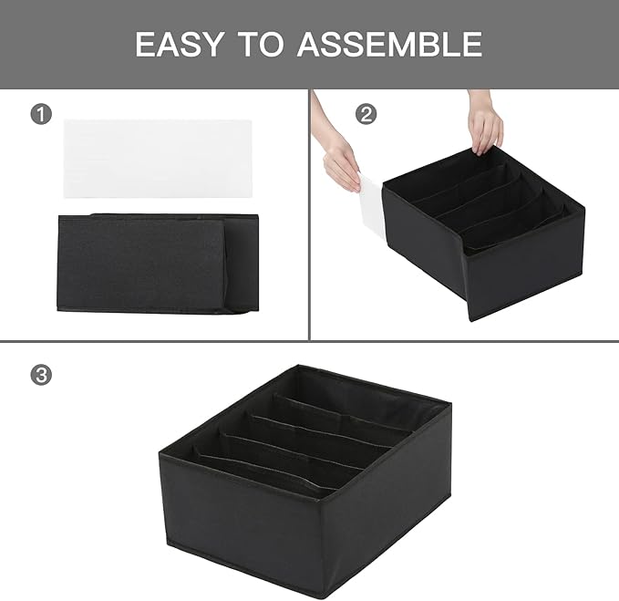 Qozary Jeans Pants Organizer for Closet, 4 Pack Drawer Organizers for Clothing, 5 Grids Wardrobe Clothes Storage, Deep Drawer