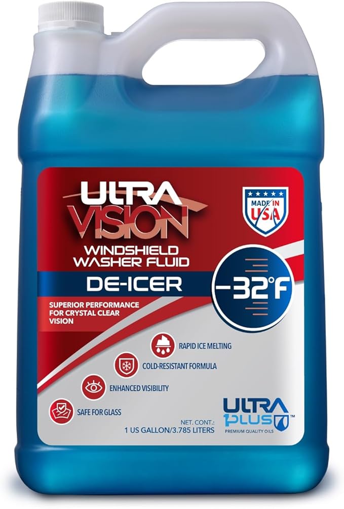 ULTRA 1PLUS De-Icer Windshield Washer Fluid - Advanced Formula for Winter Driving - Clear Vision in Weather Conditions -32F -