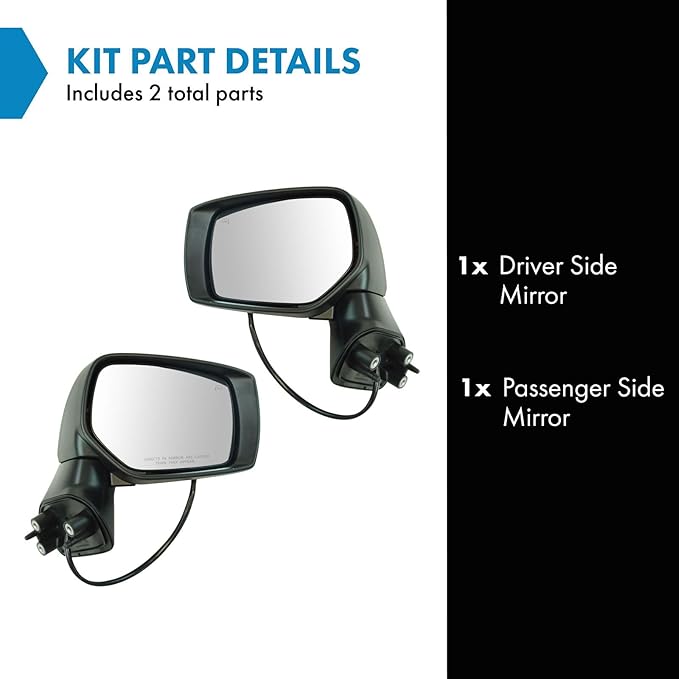 TRQ 2 Piece Driver and Passenger Side Mirror Assembly Set Electric Adjustment Heated No Memory Black Compatible with 2015-201