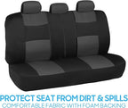 BDK PolyPro Car Seat Covers Full Set in Charcoal on Black – Front and Rear Split Bench for Cars, Easy to Install Cover Set, A
