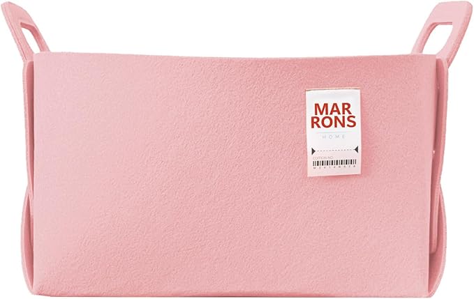 Collapsible Felt BABYPINK Storage Bin Large 14.6"x9.4"x9.4" – Foldable Basket with Handles for Closet, Laundry Room Organizat