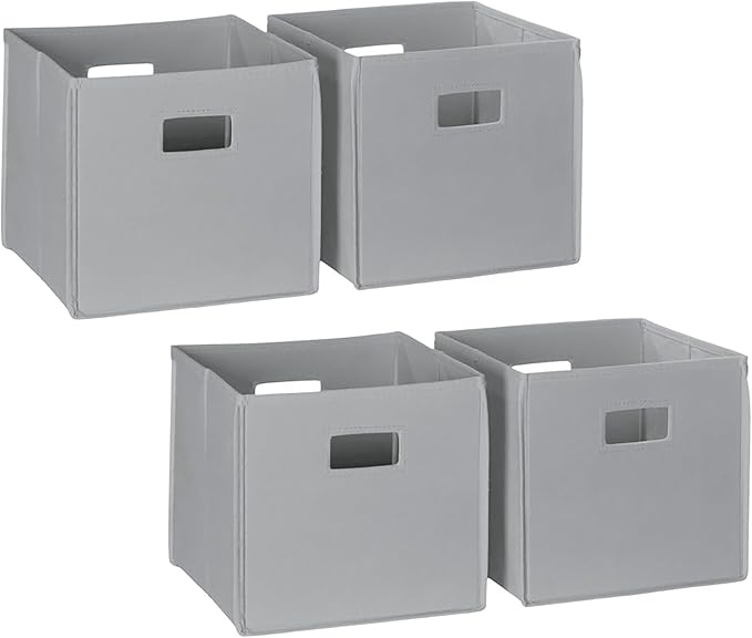 RiverRidge Folding Storage Bins with Handles Gray Cube Storage Organizer for Closet, Bedroom & Playroom - Closet Organizers a