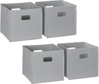 RiverRidge Folding Storage Bins with Handles Gray Cube Storage Organizer for Closet, Bedroom & Playroom - Closet Organizers a