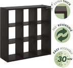 Furinno CUBICLE Book Shelf, 9-Cube Bookshelf, Extra Thick Frame Reversible Bookcase with Open Back, 14.6" x 44" x 44", for Li
