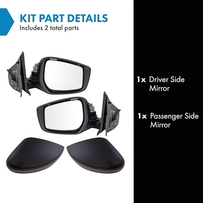 TRQ Driver & Passenger Side Power Mirror Set Paint to Match Manual Fold Compatible with 2015-2019 Nissan Versa, NI1320257, NI