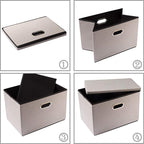 PRANDOM Foldable Storage Bin with Lid [3-Pack] Linen Fabric Decorative Storage Box Organizer Container Basket Cube with Handl