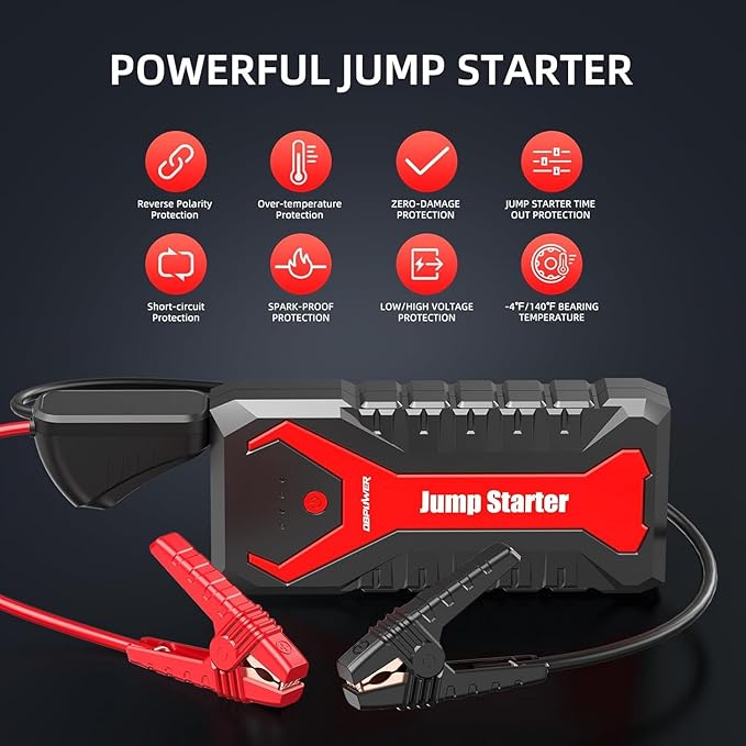 DBPOWER 5000A/80.66Wh Portable Car Jump Starter (UP to 8.0L Gas/6.5L Diesel Engines) 12V Auto Lithium-Ion Battery Booster