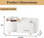 Rotating Makeup Organizer for Vanity with Brush Holder and Drawer, Cosmetic Makeup Storage, Large Spinning Makeup Skincare Or