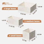 Cotton Linen Drawer Organizer for Baby Clothes, 12Pack Multi-Size Nursery Dresser Dividers for Clothes, Premium Foldable Stor