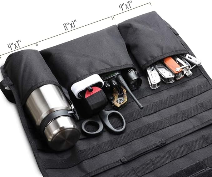 Car Seat Back Organizer, Tactical Molle Nylon Vehicle Panel Universal Fit Car Backseat Cover Protector (Olny Black molle seat organizer)