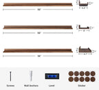 Axeman Picture Ledge Shelf | 55 Inch Walnut Floating Shelves Set of 3 | Rustic Wood Wall Shelves with Lip | 55" Walnut Pictur
