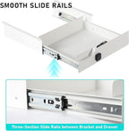 Under Desk Drawer Storage with Lock, 16"x11.8"x3.6", Metal Undermount Table Drawer, Ball Bearing Slides Out Tray Organizer fo